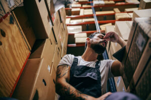 Middle aged frontline worker is stressed out because he is unable to contribute for retirement amid other sources of financial stress